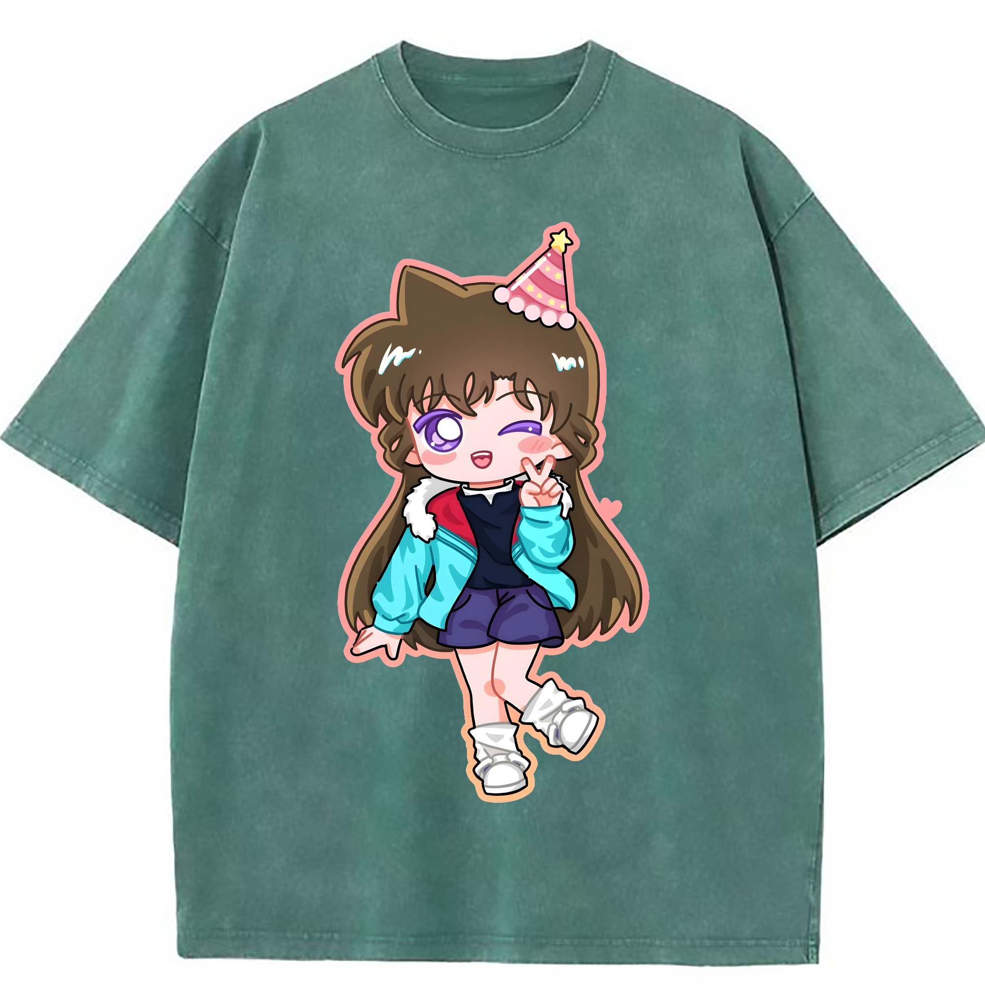 （画像用） 名探偵コナン 毛利 蘭 もうり らん、モーリ ラン Detective Conan Rachel Moore 綿100% ヴィンテージ風 半袖Tシャツ（フロントプリント）